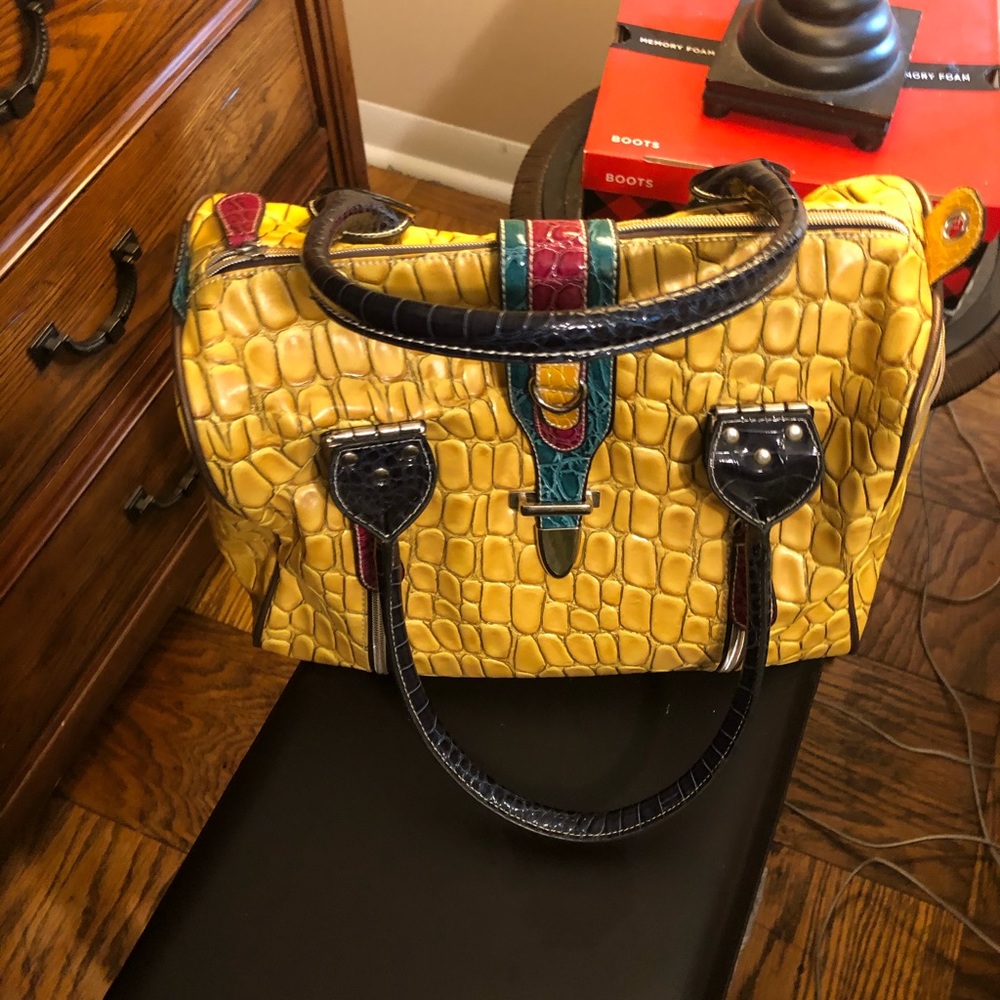 Very large Nicole Lee Yellow Croc Bag!